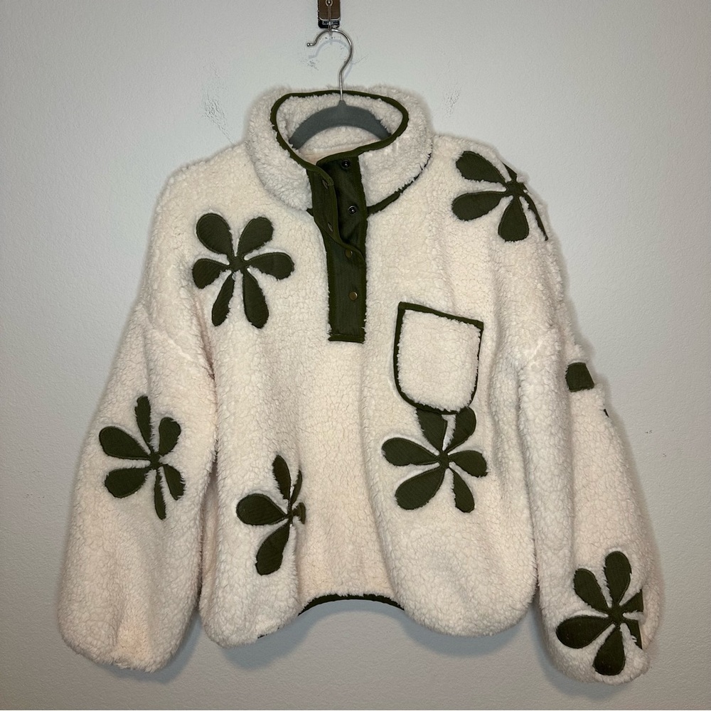 The Great The Patch Pocket Countryside Pullover in Cream & Army SZ 1,S - Picture 3 of 9
